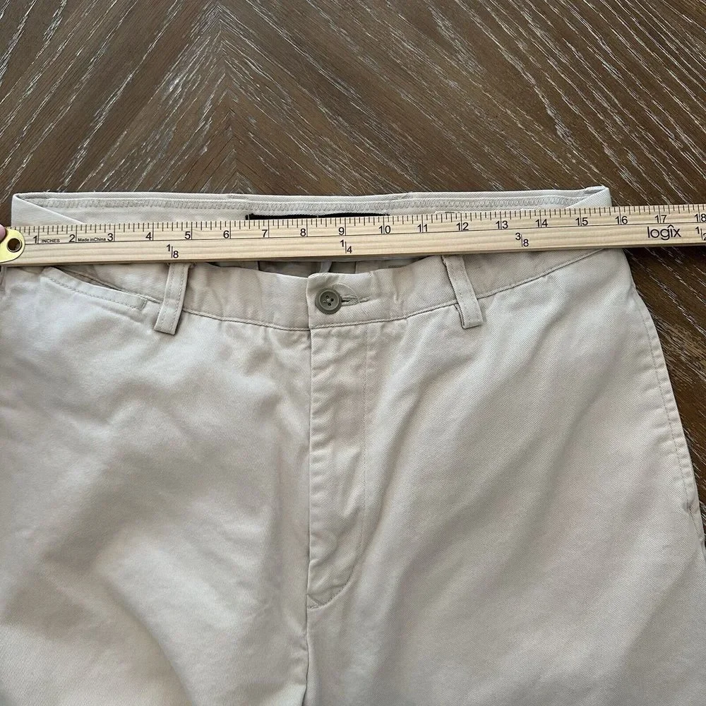 Nautica Clipper 33x32‎ KHAKI Relax Straight Chino Pants Flat Front EXCELLENT
